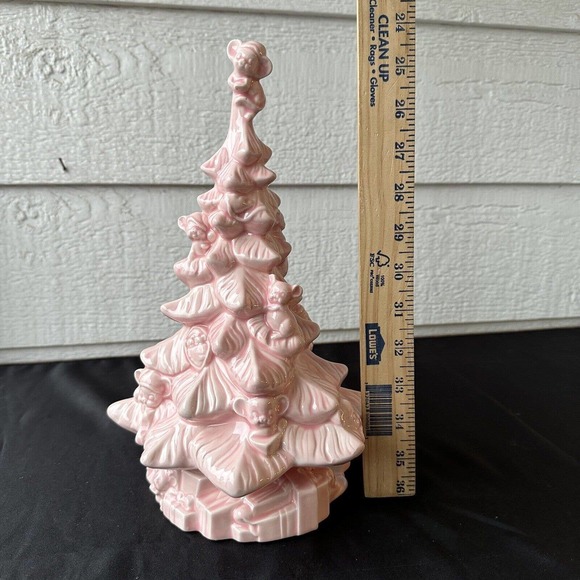 Vintage‎ Christmas Tree Mouse Pink Ceramic Mold 1987 Two Piece Presents - Picture 15 of 16